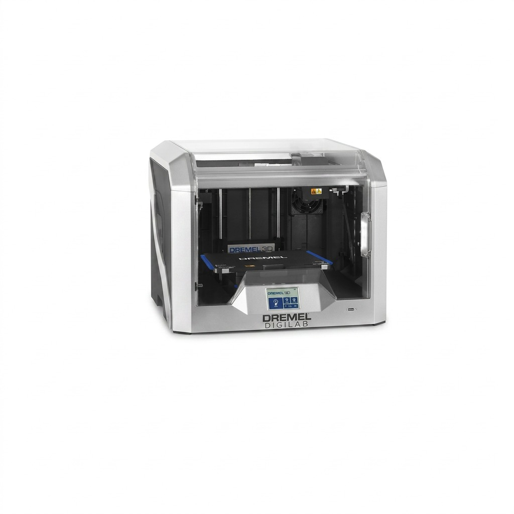 A high-resolution hero shot of the Dremel DigiLab 3D40-FLX 3D Printer, isolated on a pure white background.