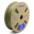 High-resolution centered hero shot of a Dremel matte olive green PLA filament spool on a pure white background.