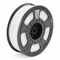 A high-resolution, centered photograph of a black Dremel filament spool with white 1.75mm ECO-ABS filament, detailed manufacturer markings and logo visible, isolated on a pure white background.