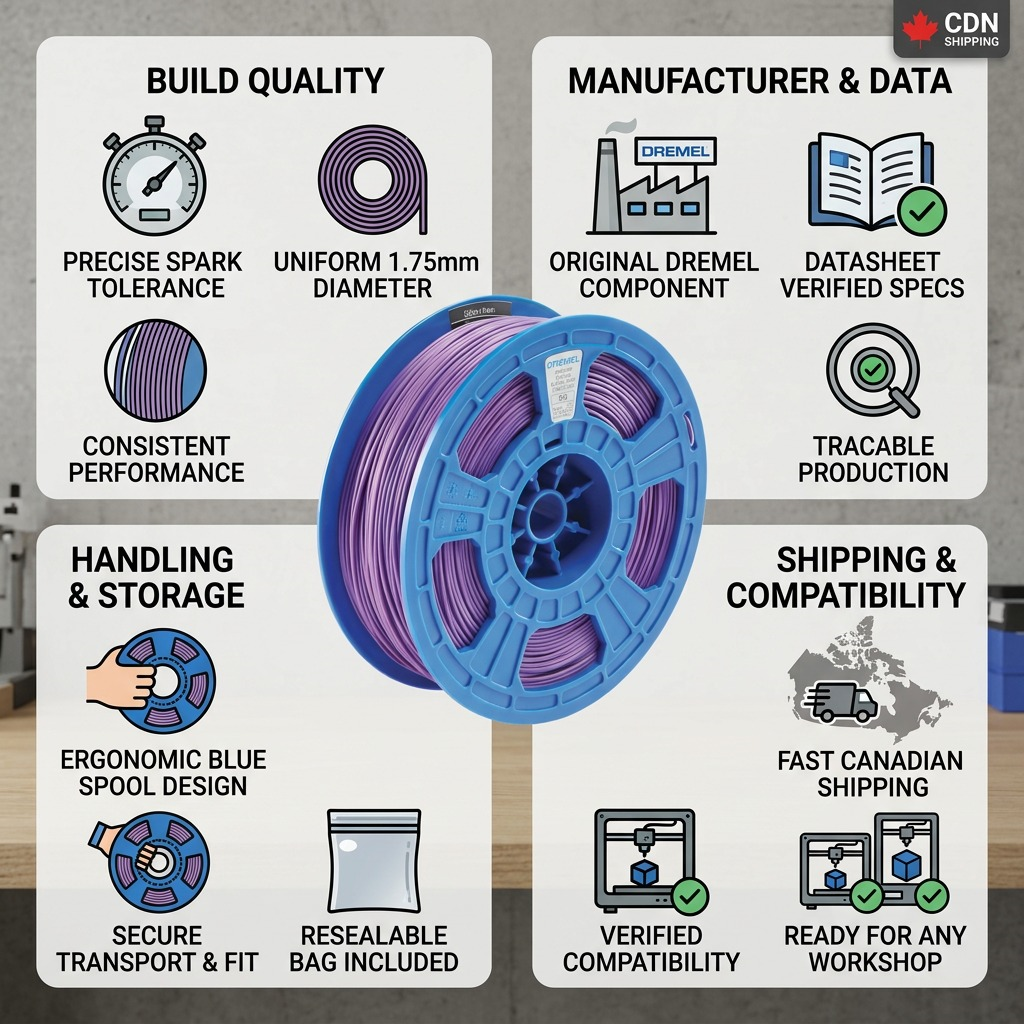 3PI Tech Solutions PLA-PUR-01: Build, fit, and compatibility info with Canadian shipping badge.