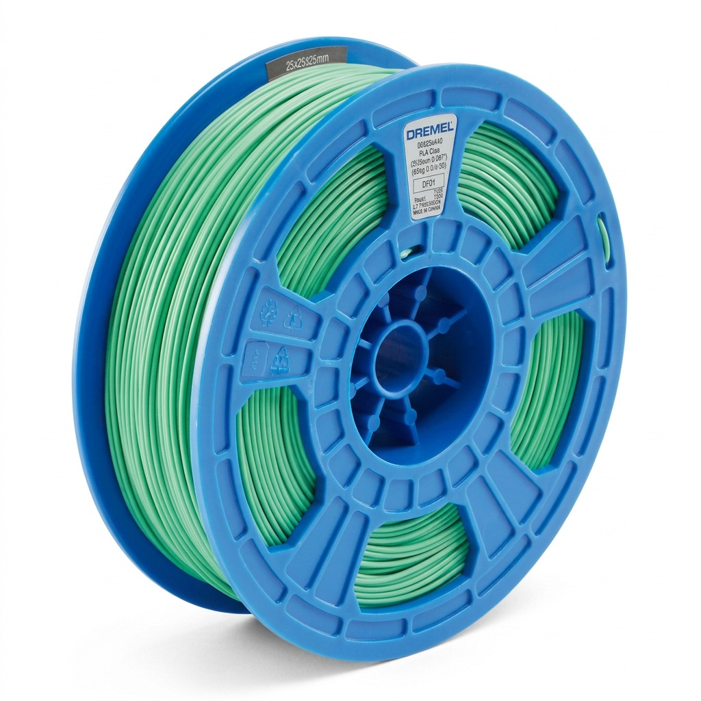 Pure, centered hero shot of a blue spool of mint green 1.75mm PLA filament on a white background.
