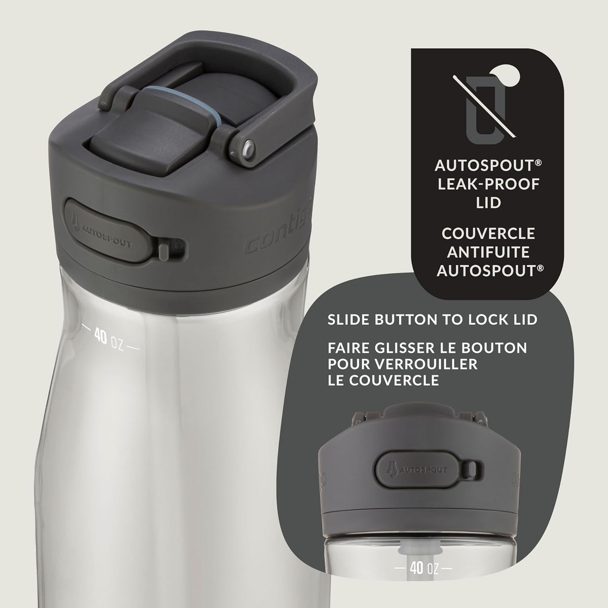 Contigo Ashland 2.0 Water Bottle with AUTOSPOUT Lid, 40 oz (1.18 L), Sake - view 2