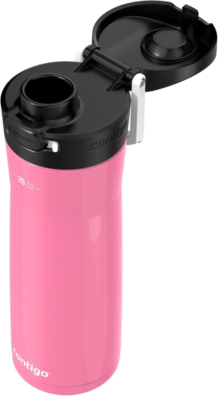 Contigo Jackson Chill 2.0 Insulated Water Bottle, AUTOPOP Lid, 20 oz (591 mL), Azalea - view 3