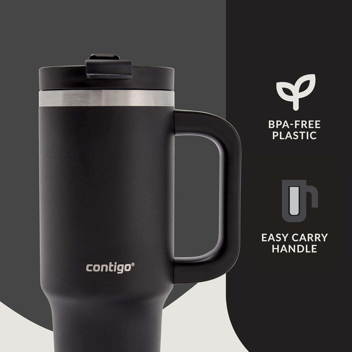 Contigo Streeterville Insulated Tumbler with Handle & Straw, 30 oz (887 mL), Licorice - view 4
