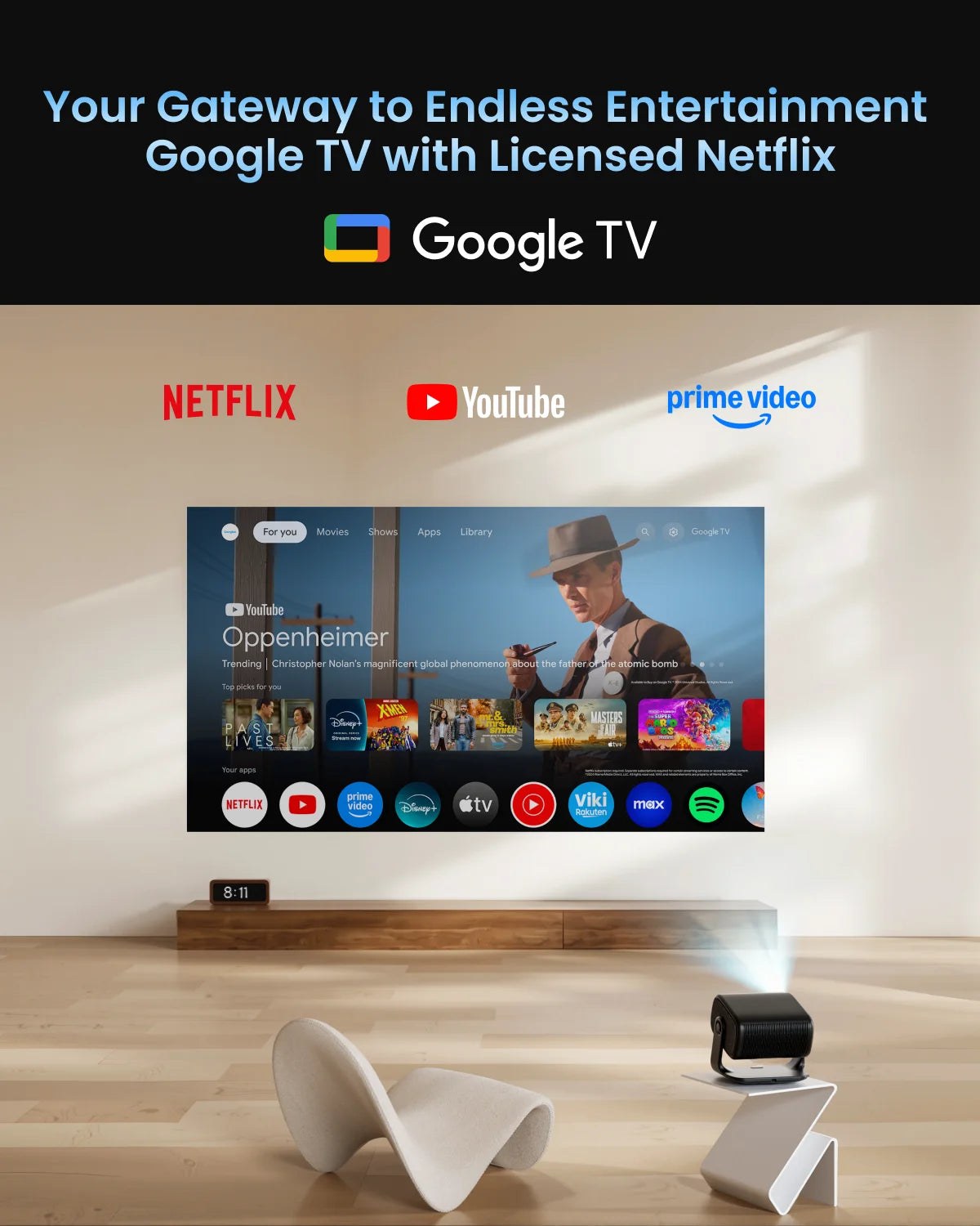 Dangbei MP1 Max 4K Triple Laser Smart Projector with Google TV & Netflix - view 7